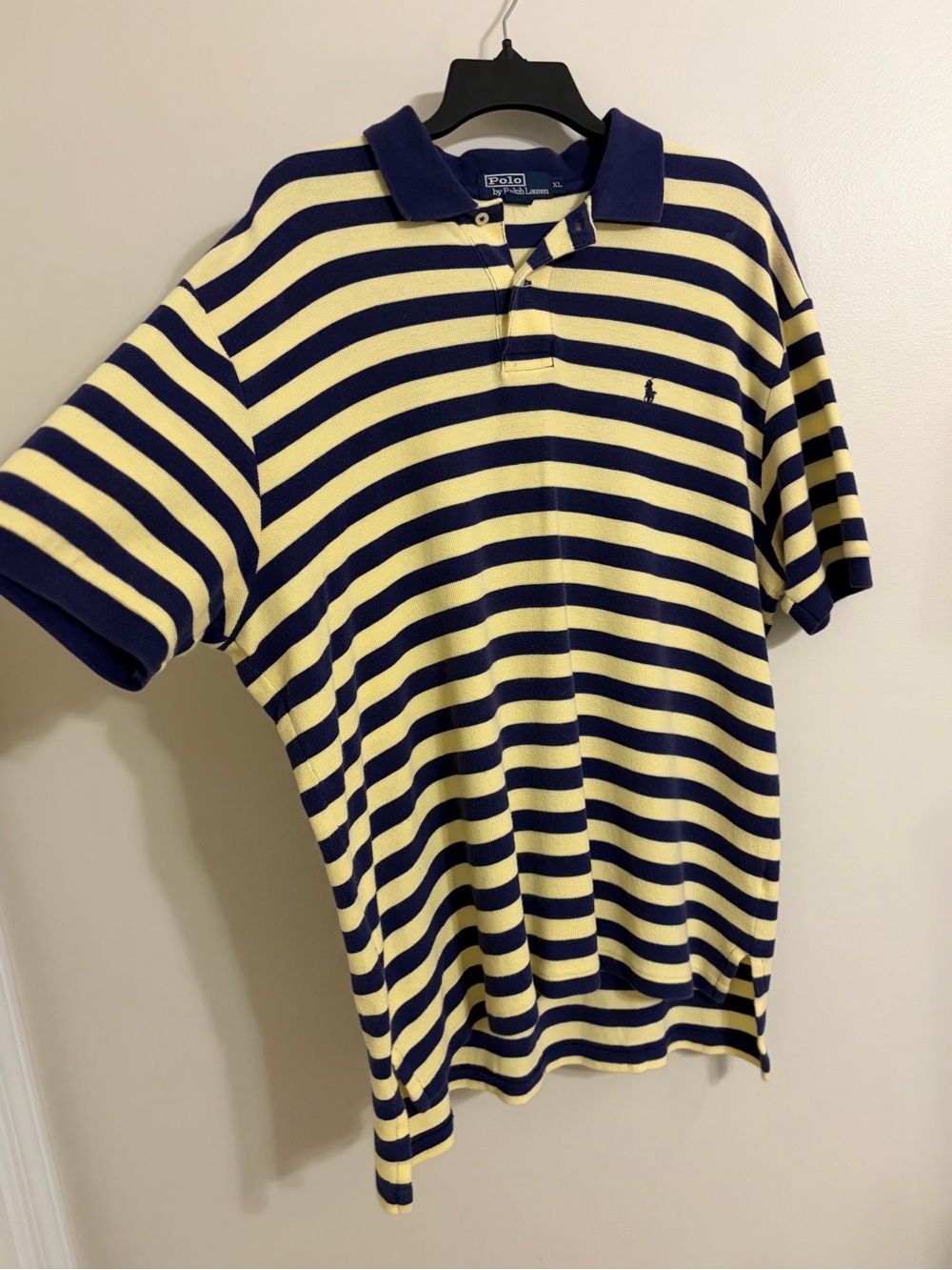 Polo by Ralph Lauren | Men's Navy and Yellow Striped Polo Shirt size XL
